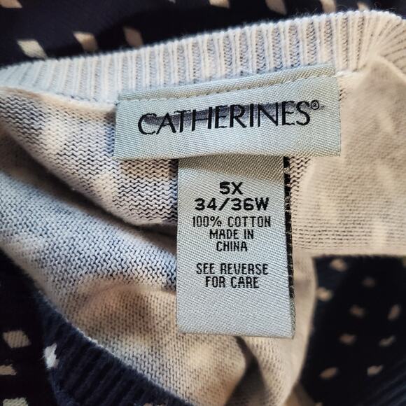 Catherines Diamond Knit Button Cardigan Sweater Womens Plus Size 5X 34/36W Blue - Picture 6 of 8